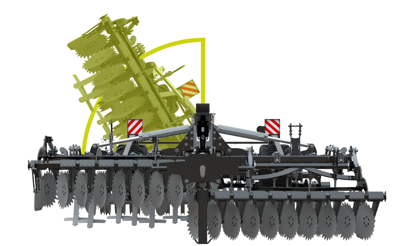 Maszyna jest wyposażona w hydraulicznie składanie Kultywator Agro-Tom